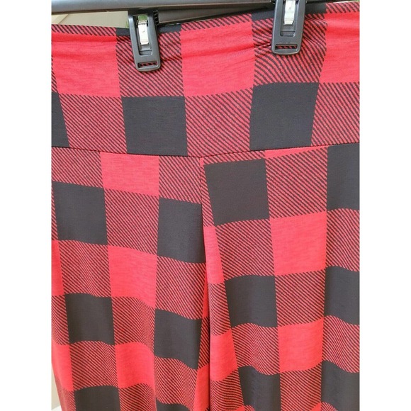 Chic Soul Womens Red Black Check Polyester Casual Elastic Waist Pants Size XL - Picture 2 of 9